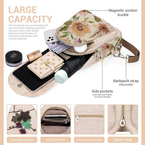 Small Backpack Purse, Hand-Woven Sling Bag, Mini Hiie ^-^